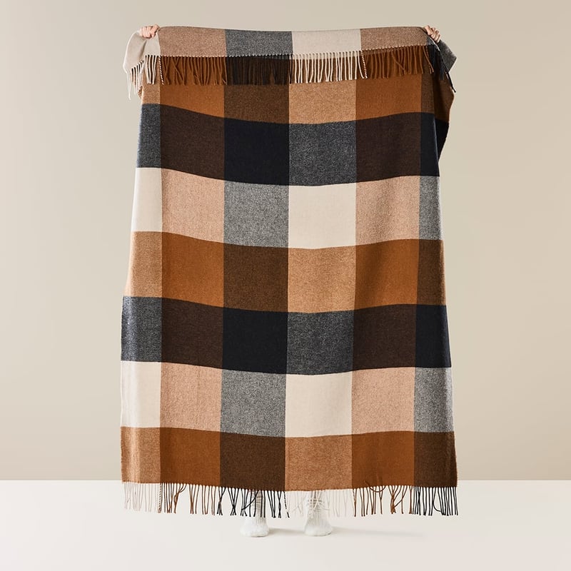 Holland Navy & Brown Wool Throw