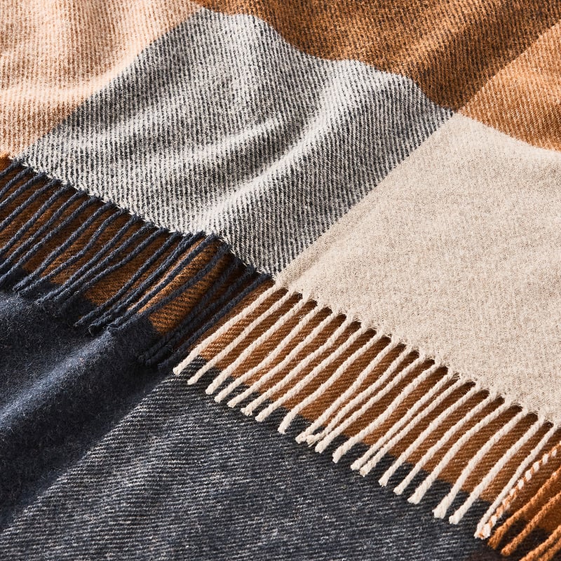 Holland Navy & Brown Wool Throw