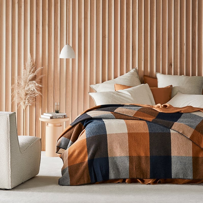 Holland Navy & Brown Wool Blanket