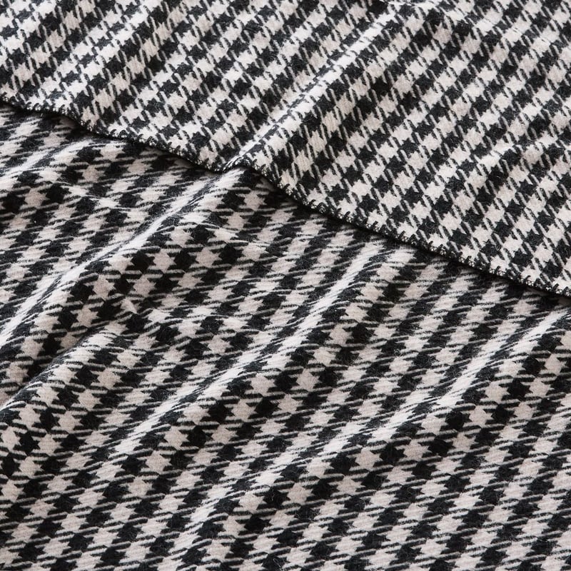 Mason Black & Natural Houndstooth Wool Throw