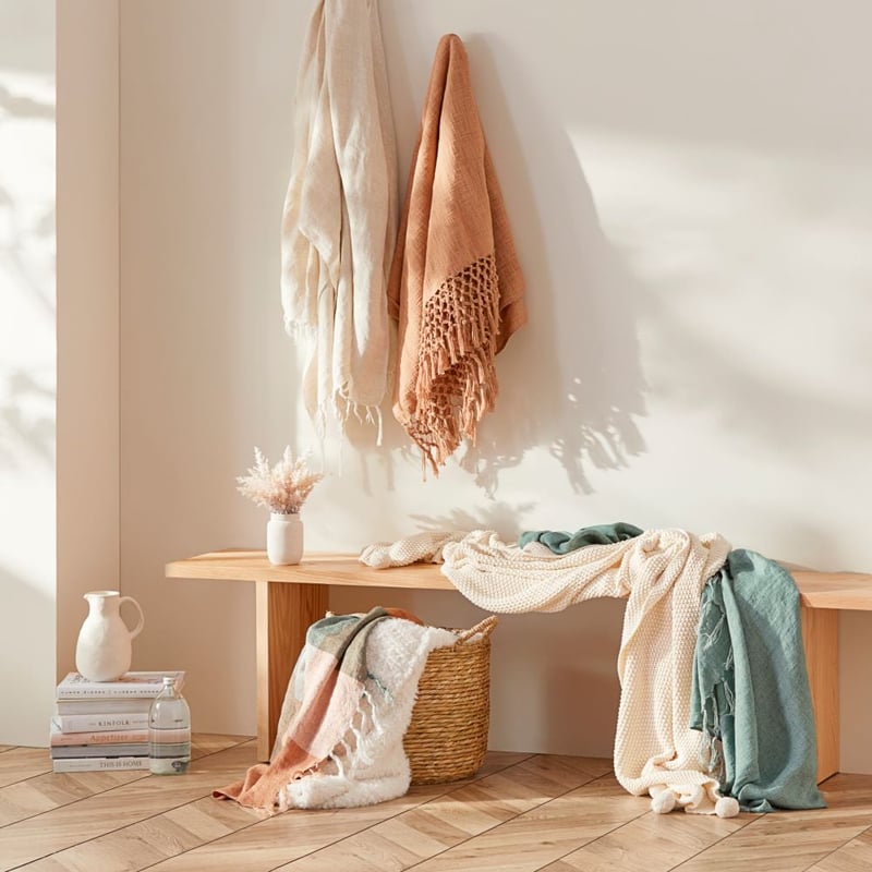 Rae Malmo Spice & Green Check Linen Throw