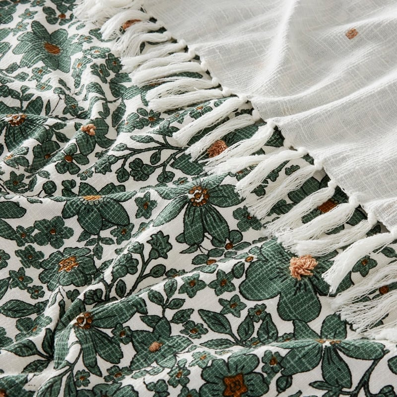 Eliza Green Bamboo Cotton Throw