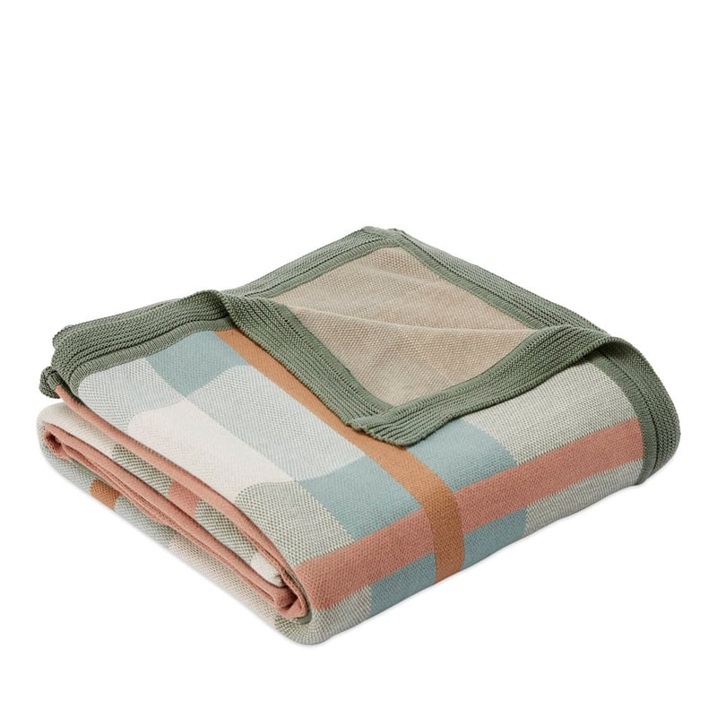 Amari Green and Blue Check Knit Blanket