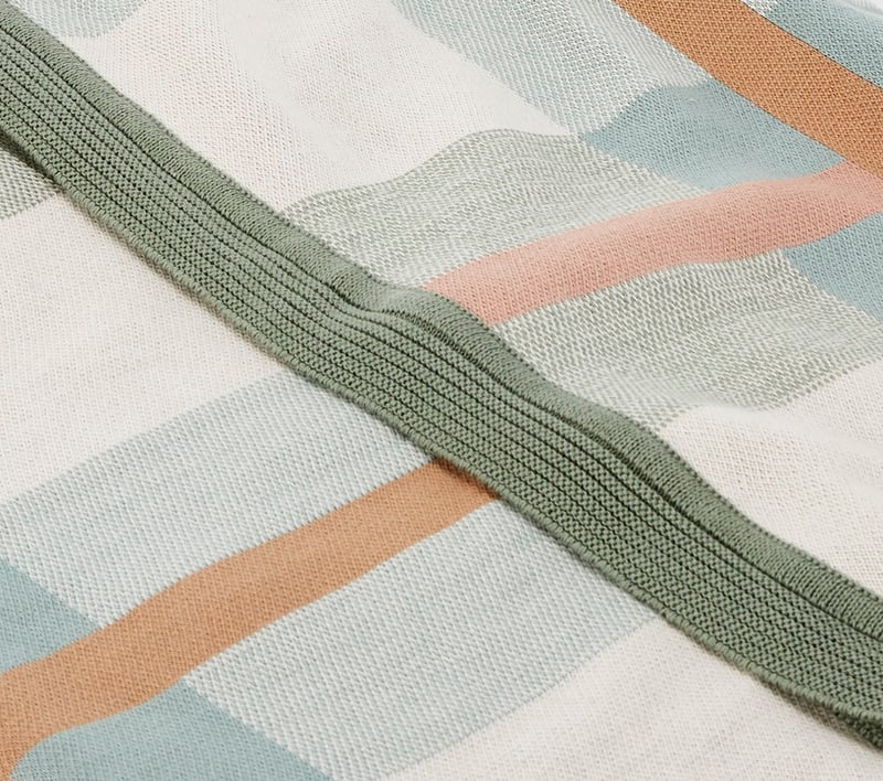 Amari Green and Blue Check Knit Blanket