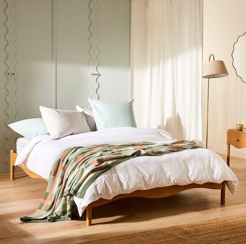 Amari Green and Blue Check Knit Blanket