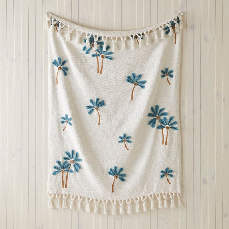Falls Palm White & Blue Throw