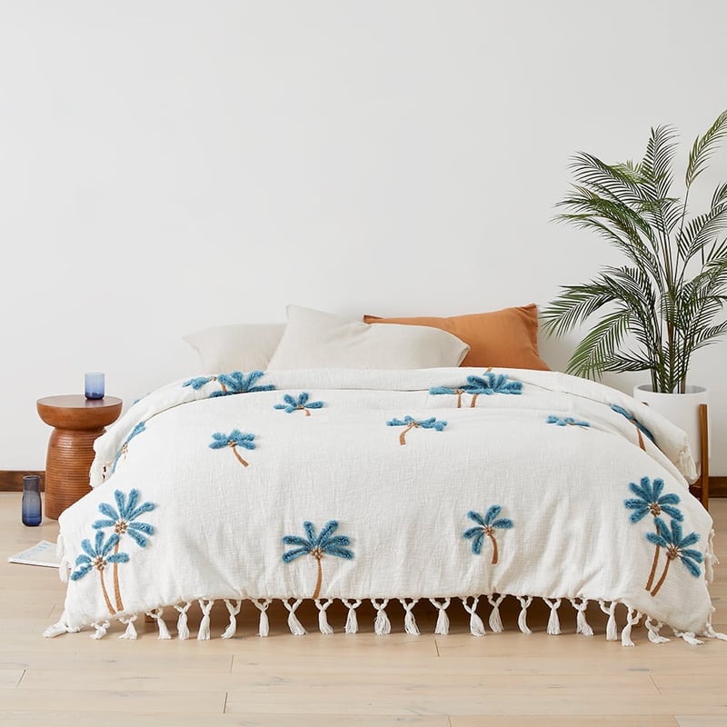 Falls Palm Blue & White Blanket