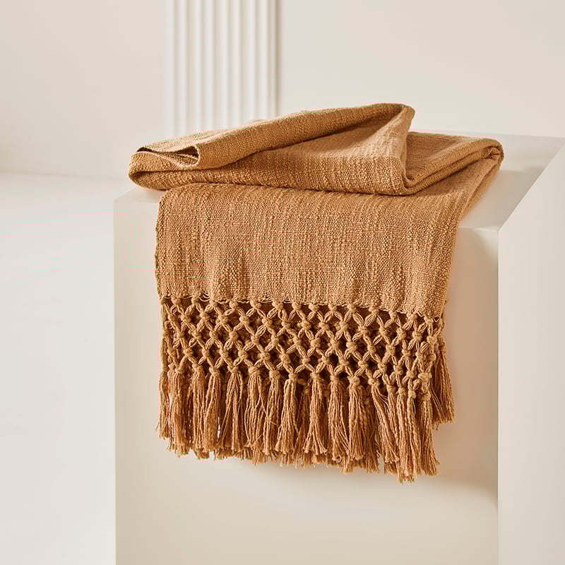 Macrame Desert Sand Knot Throw