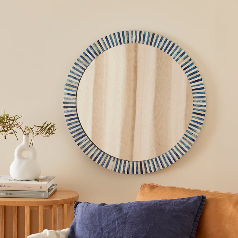 Catania Blue & Ivory Stripe Mirror