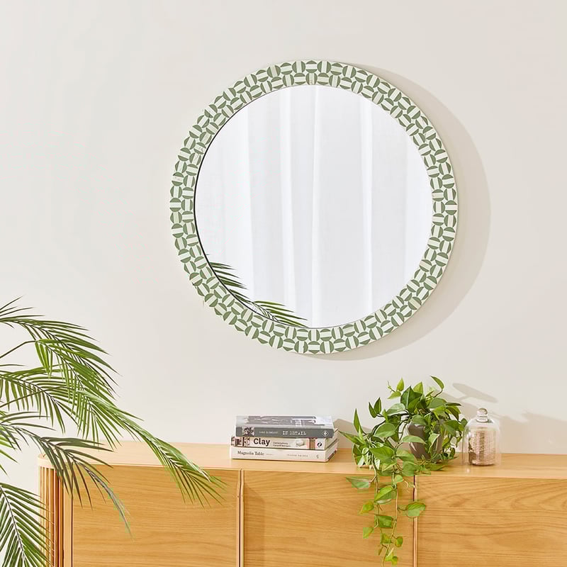 Catania Green & Ivory Round Mirror