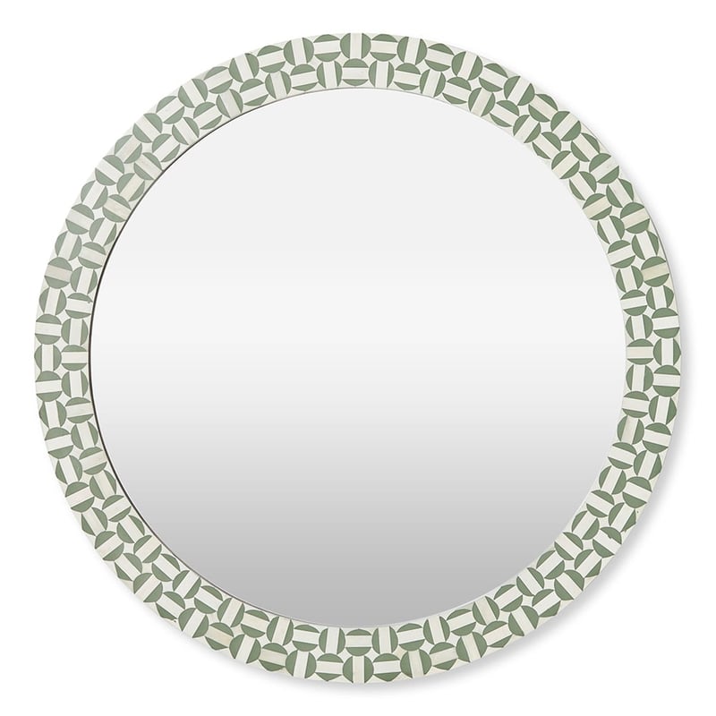 Catania Green & Ivory Round Mirror