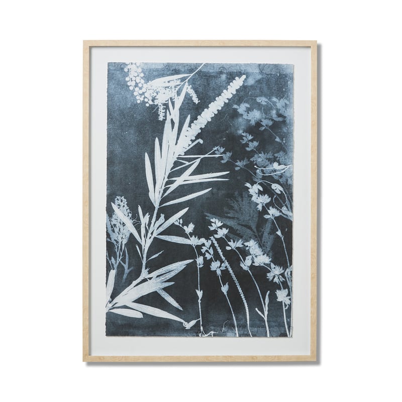 Indigo Flowers Stem Framed Wall Art