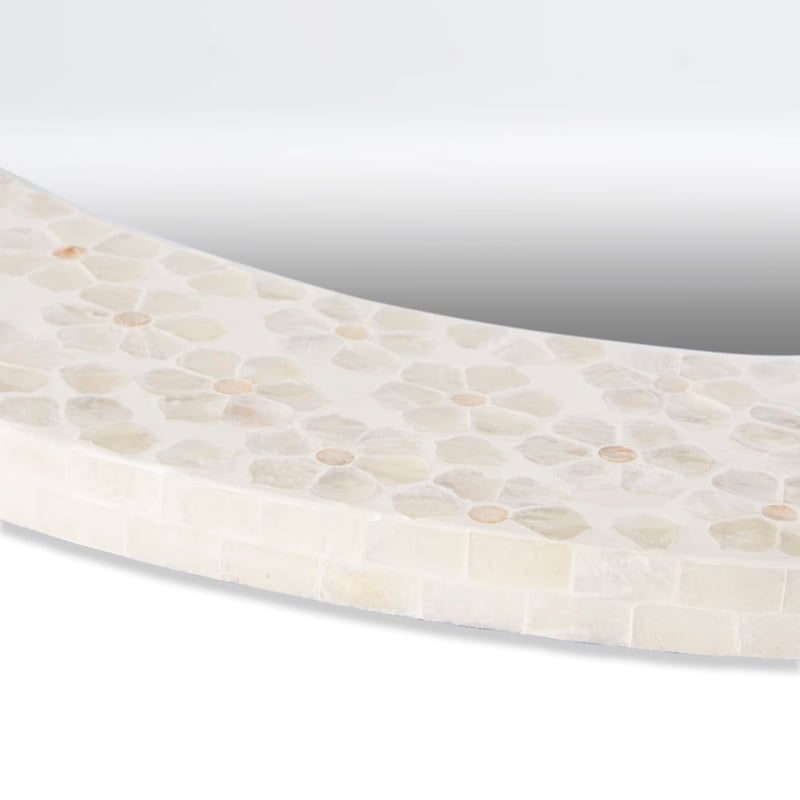 Capiz Ivory Large Daisy Round Mirror