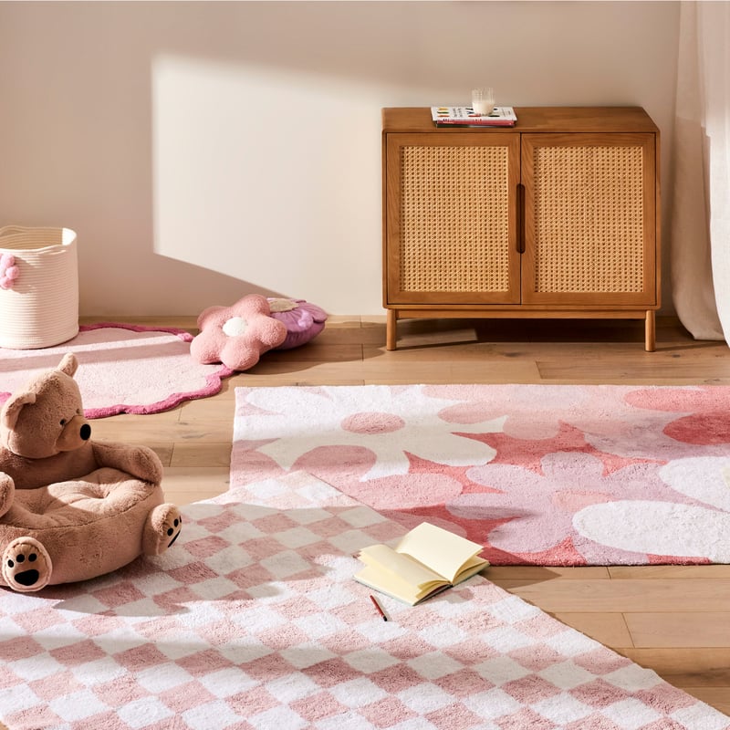 Decorative Pink Check Rug
