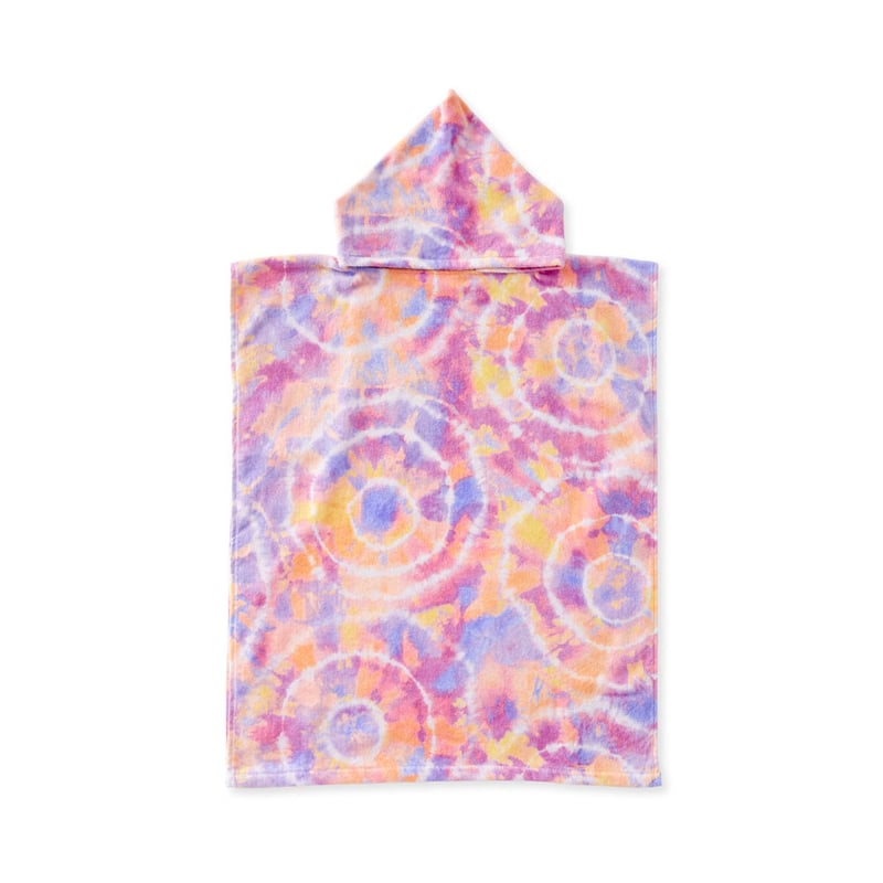Tie Dye Pink Kids Hooded Beach Towel