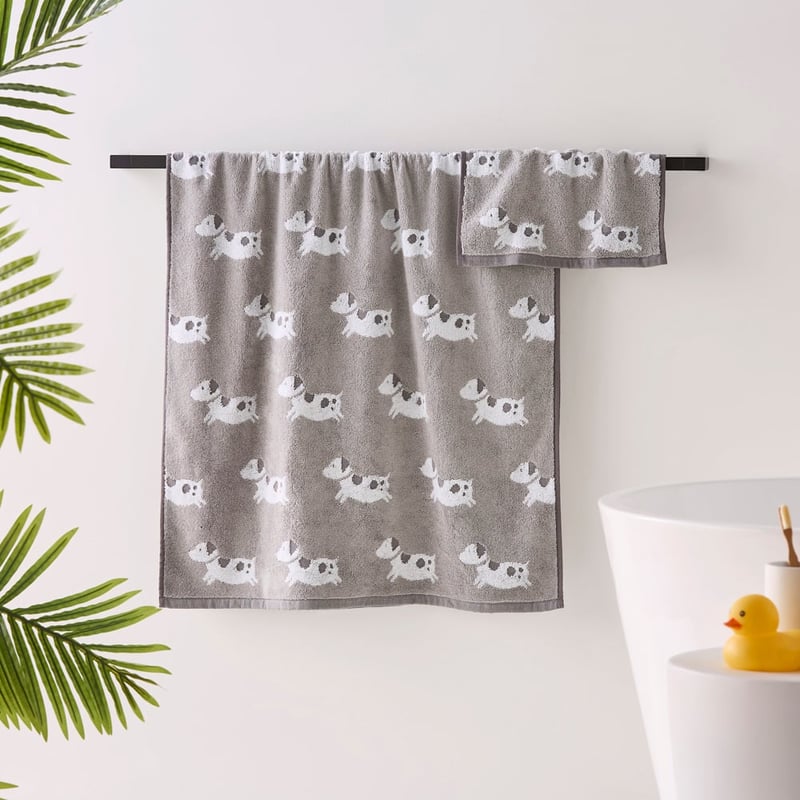 Playful Puppies Grey Face Washers Pack of 2