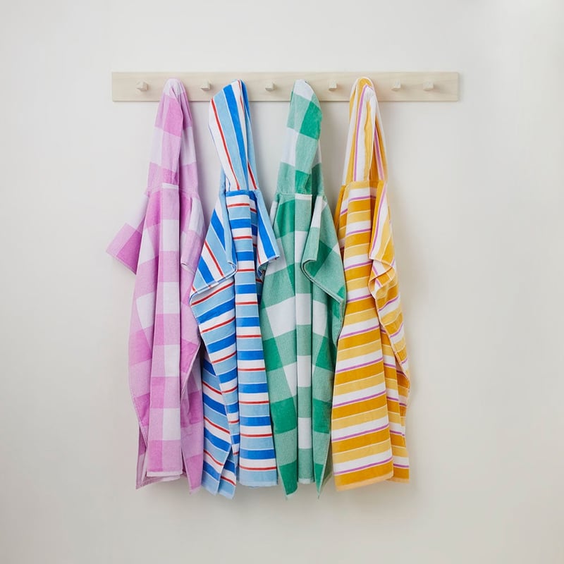 Velour Green Gingham Hooded Beach Towel