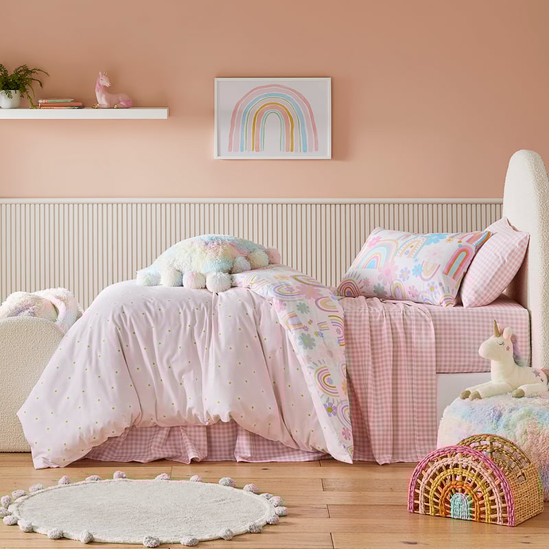 Sunshine & Rainbows Sherbert Flannelette Quilt Cover Set