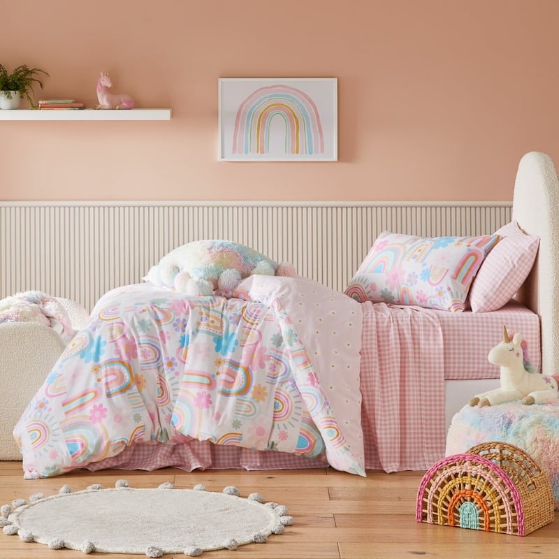 Sunshine & Rainbows Sherbert Flannelette Quilt Cover Set
