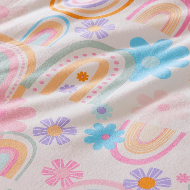 Sunshine & Rainbows Sherbert Flannelette Cot Quilt Cover Set