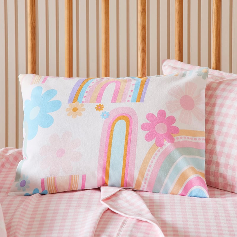 Sunshine & Rainbows Sherbert Flannelette Cot Quilt Cover Set
