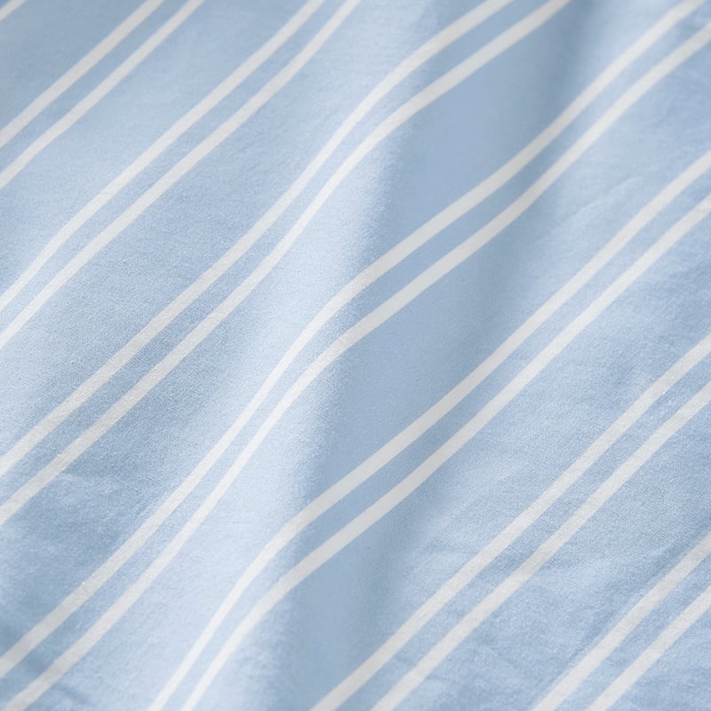 Heirloom Theodore Yarn Dyed Blue Stripe Cot Quilt Cover Set