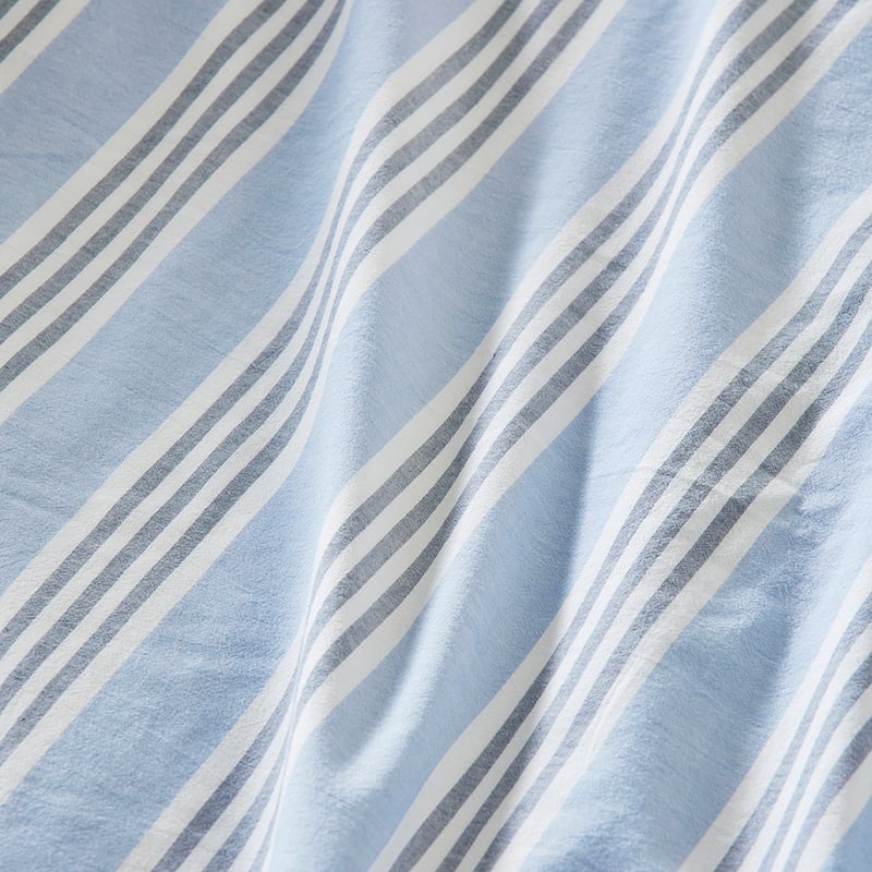 Heirloom Theodore Yarn Dyed Blue Stripe Cot Quilt Cover Set