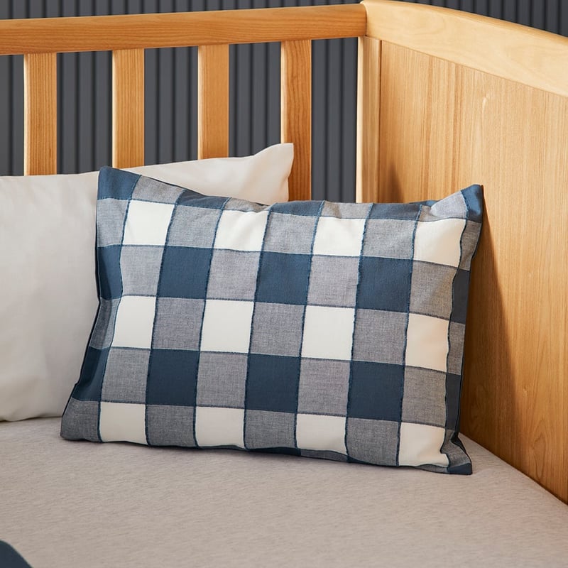 Carter Check Denim Cot Quilt Cover Set
