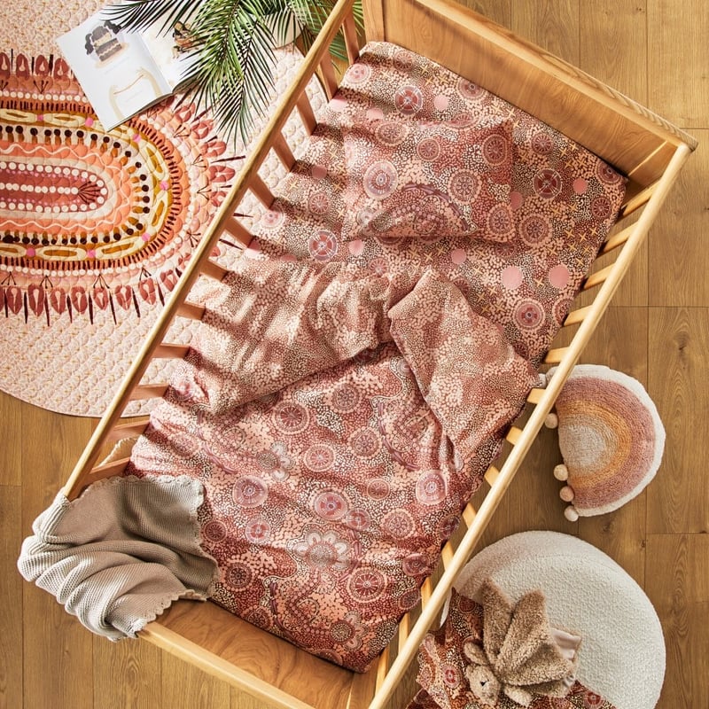 Cungelella Bilabila Pink Clay Cot Quilt Cover Set