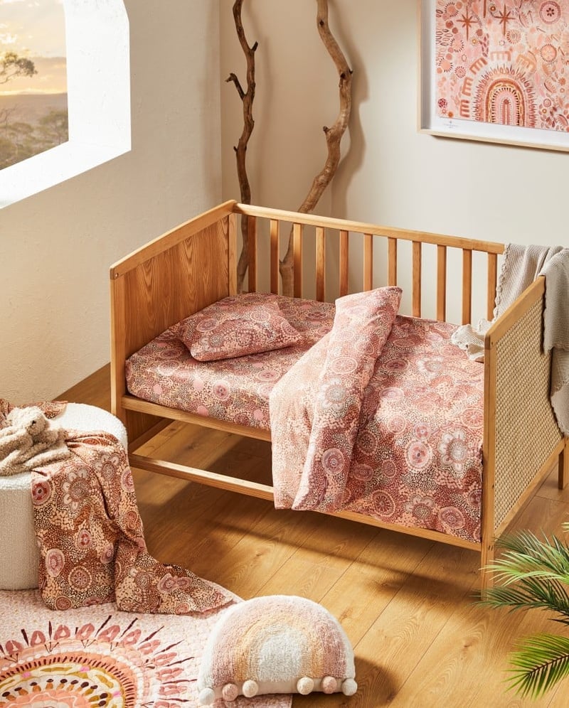 Cungelella Bilabila Pink Clay Cot Quilt Cover Set