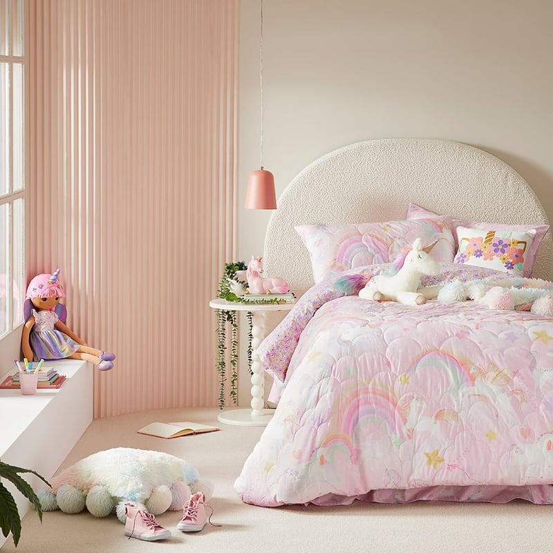 Unicorn Squad Pink Quilted Quilt Cover Set