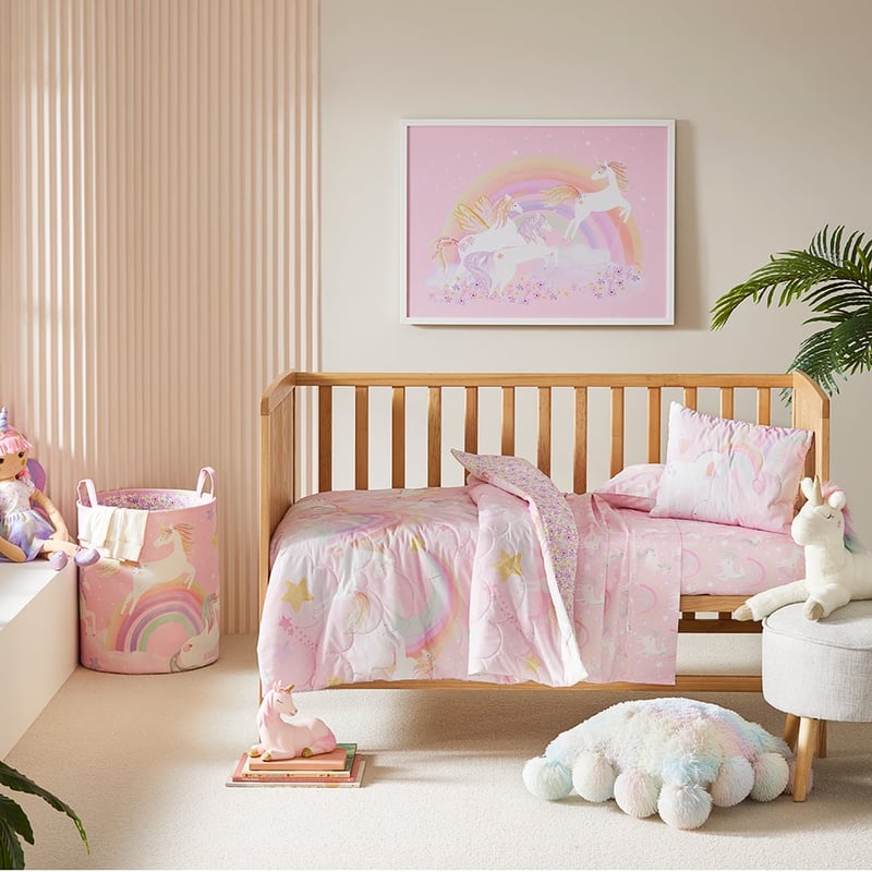 Unicorn Squad Pink Quilted Quilt Cover Set