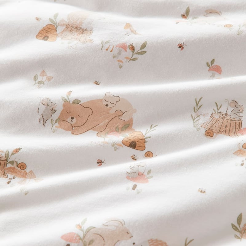 Little Bear & Friends Natural Jersey Cot Quilt Cover Set 