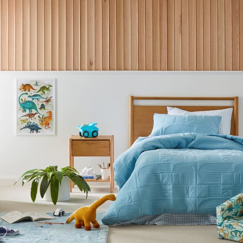 Marlowe Sky Blue Quilted Jersey Quilt Cover Set