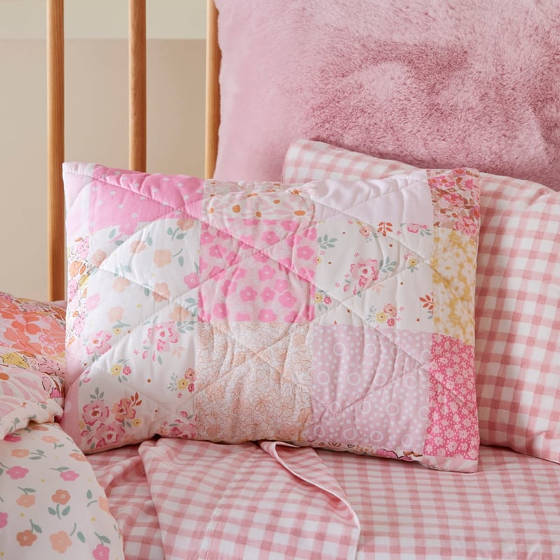 Nola Patchwork Pink Quilted Quilt Cover Set