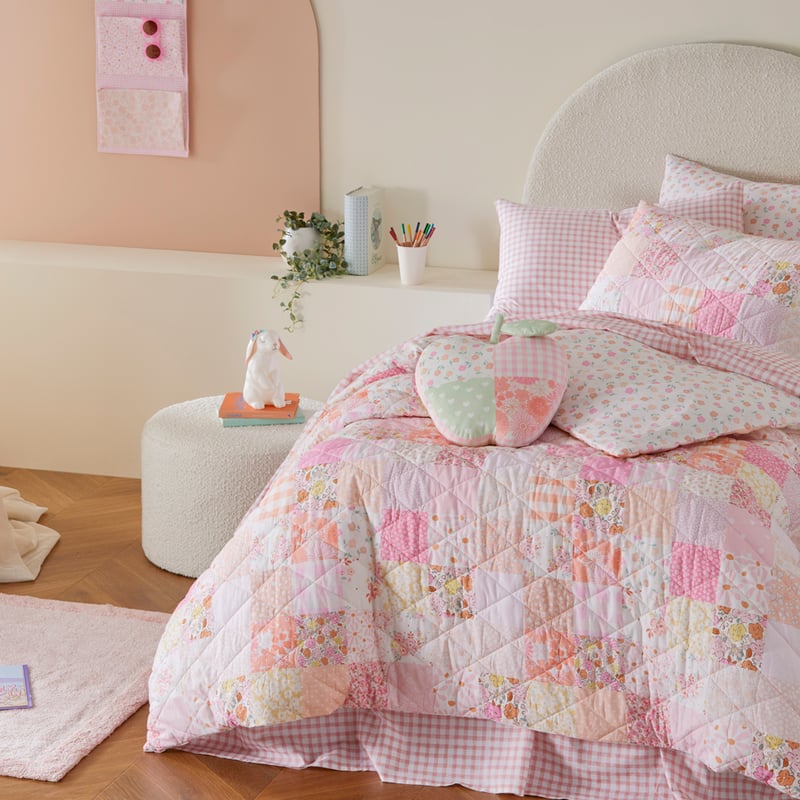 Nola Patchwork Pink Quilted Quilt Cover Set