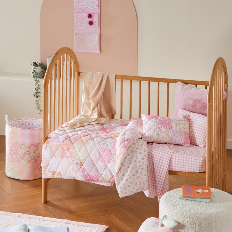 Nola Patchwork Pink Quilted Quilt Cover Set