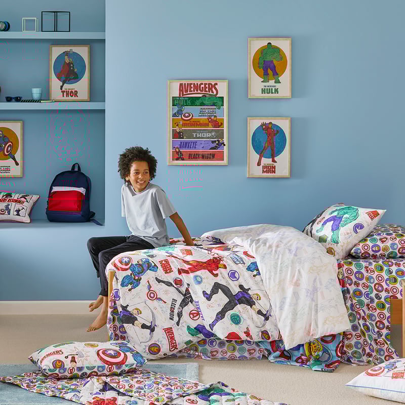 Marvel Avengers Assemble Natural Marle Quilt Cover Set