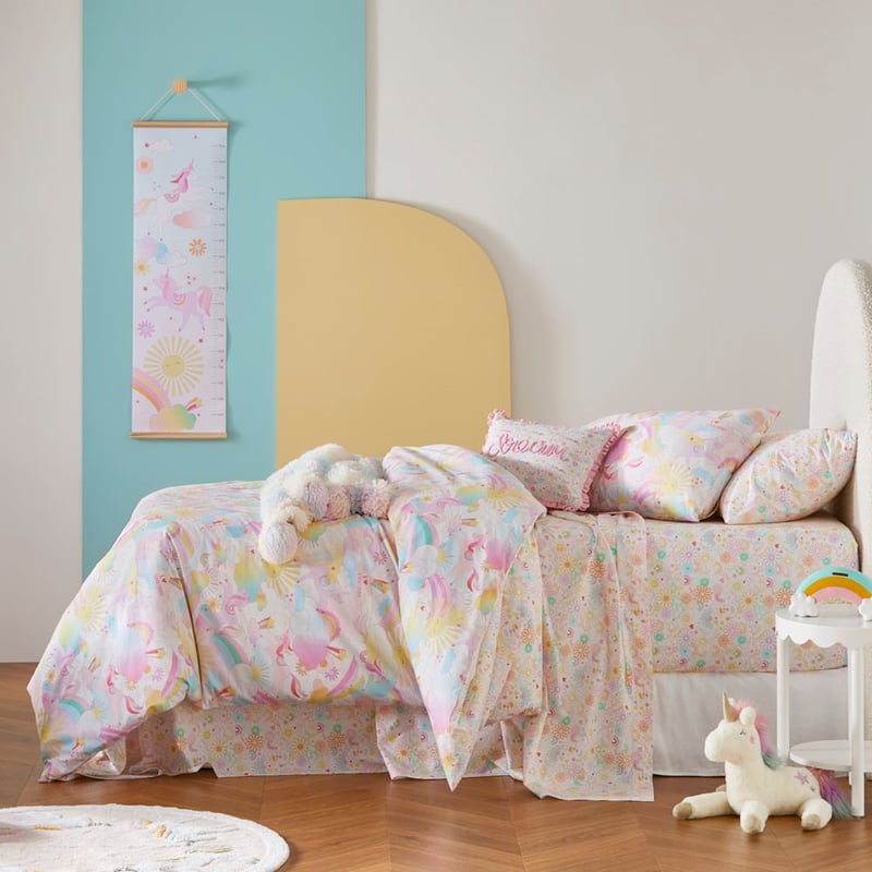 Stonewashed Cotton I Love Unicorns Rainbow Quilt Cover Set