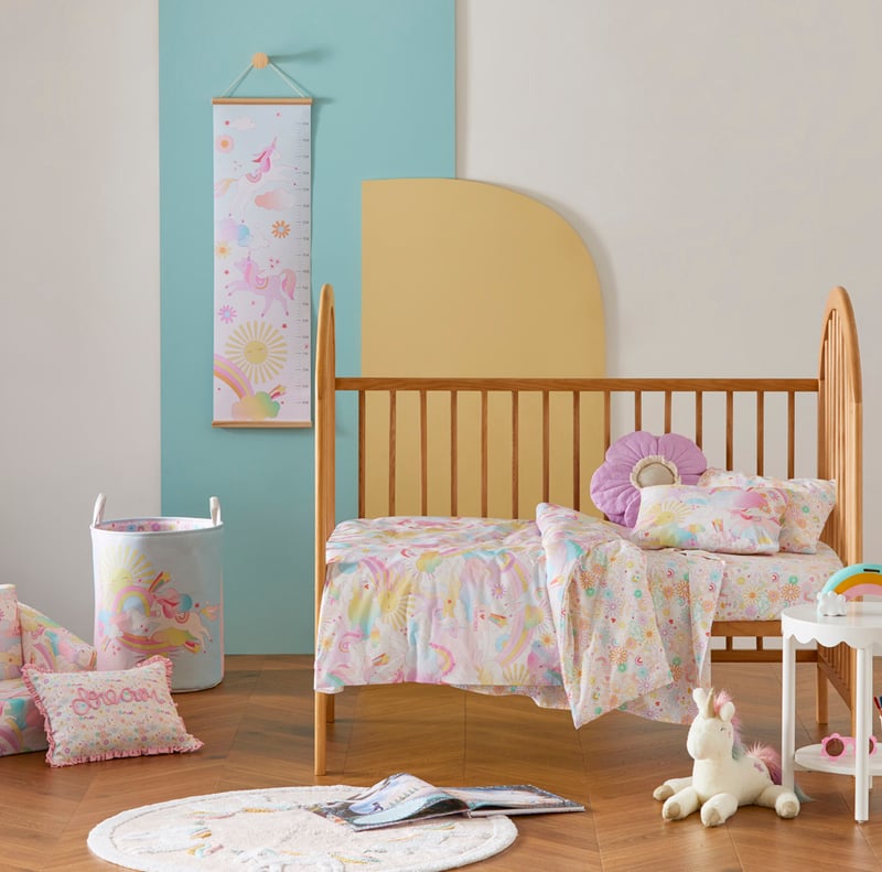 Stonewashed Cotton I Love Unicorns Rainbow Quilt Cover Set