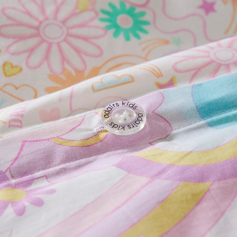 Stonewashed Cotton I Love Unicorns Rainbow Quilt Cover Set