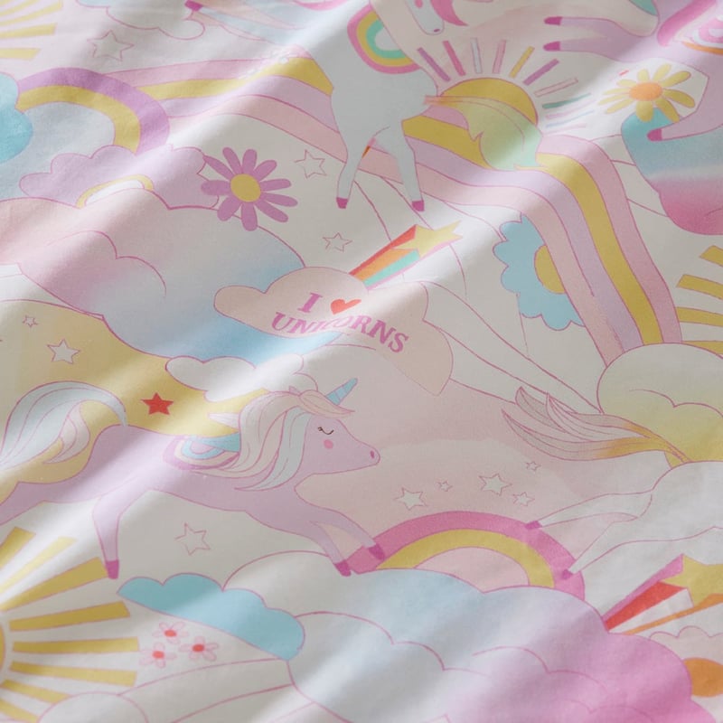 Stonewashed Cotton I Love Unicorns Rainbow Quilt Cover Set