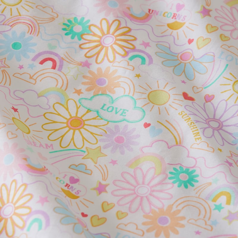 Stonewashed Cotton I Love Unicorns Rainbow Quilt Cover Set