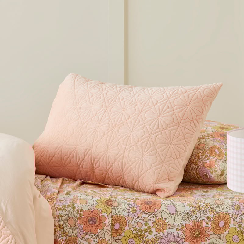 Bloom Pink Quilted Velvet Quilt Cover Set
