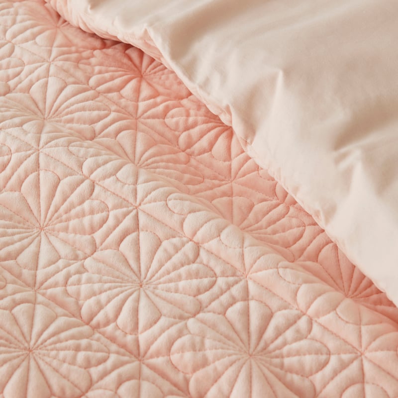 Bloom Pink Quilted Velvet Cot Quilt Cover Set