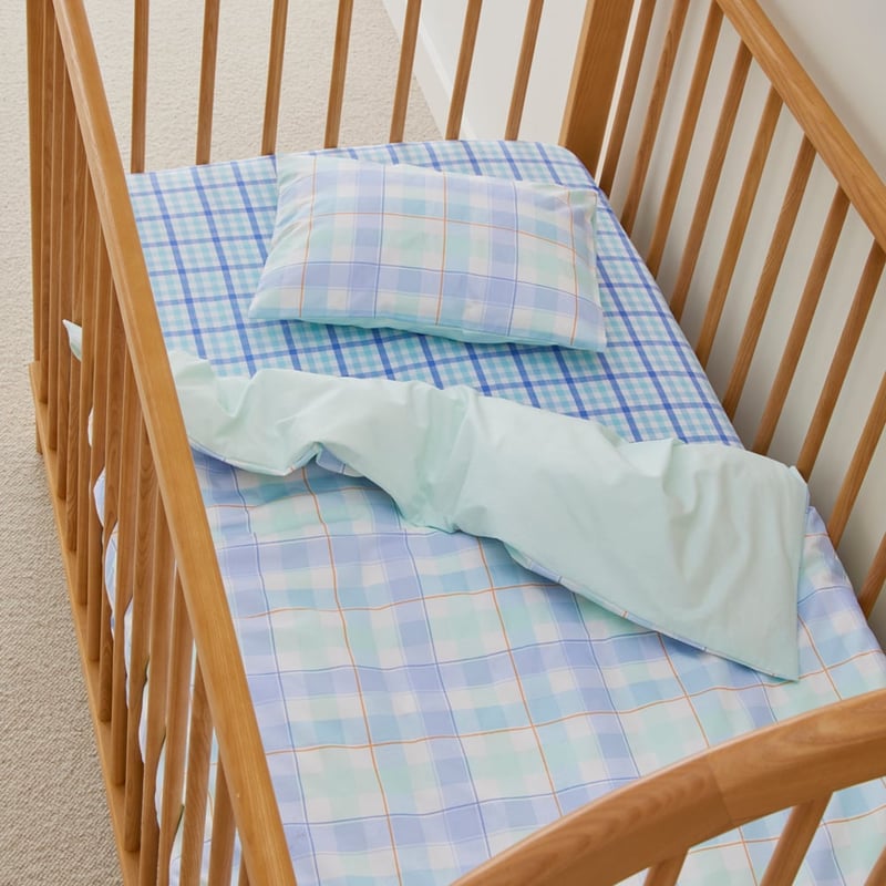 Cameron Check Blue Cot Quilt Cover Set