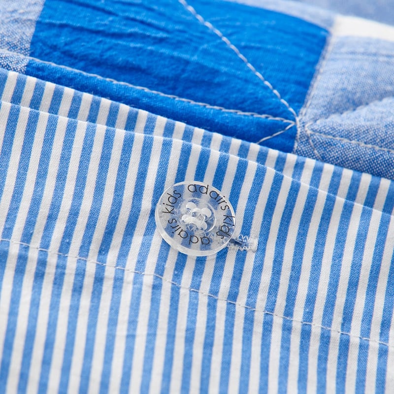 Mickey Gingham Cobalt Quilted Quilt Cover Set