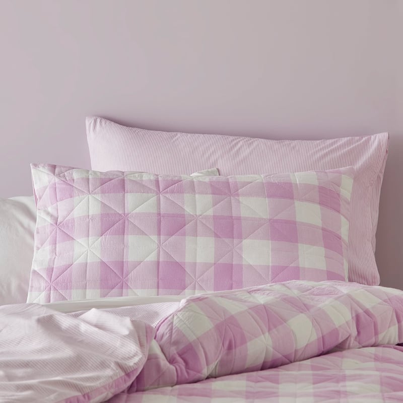 Mickey Gingham Lilac Quilted Quilt Cover Set