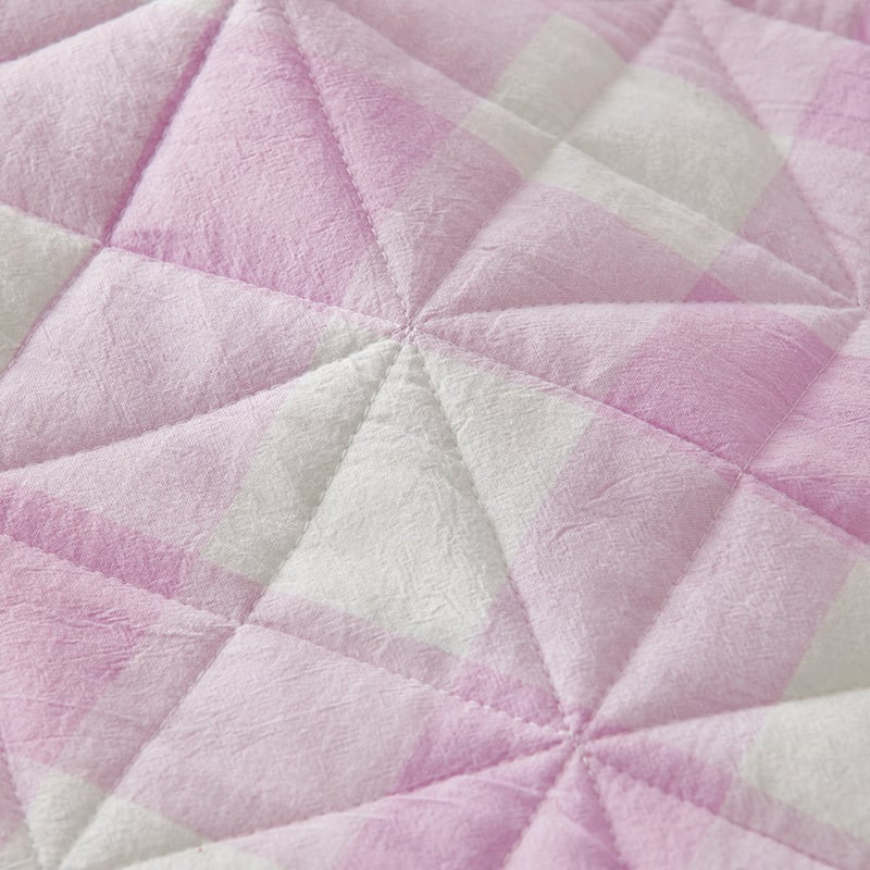 Mickey Gingham Lilac Quilted Quilt Cover Set