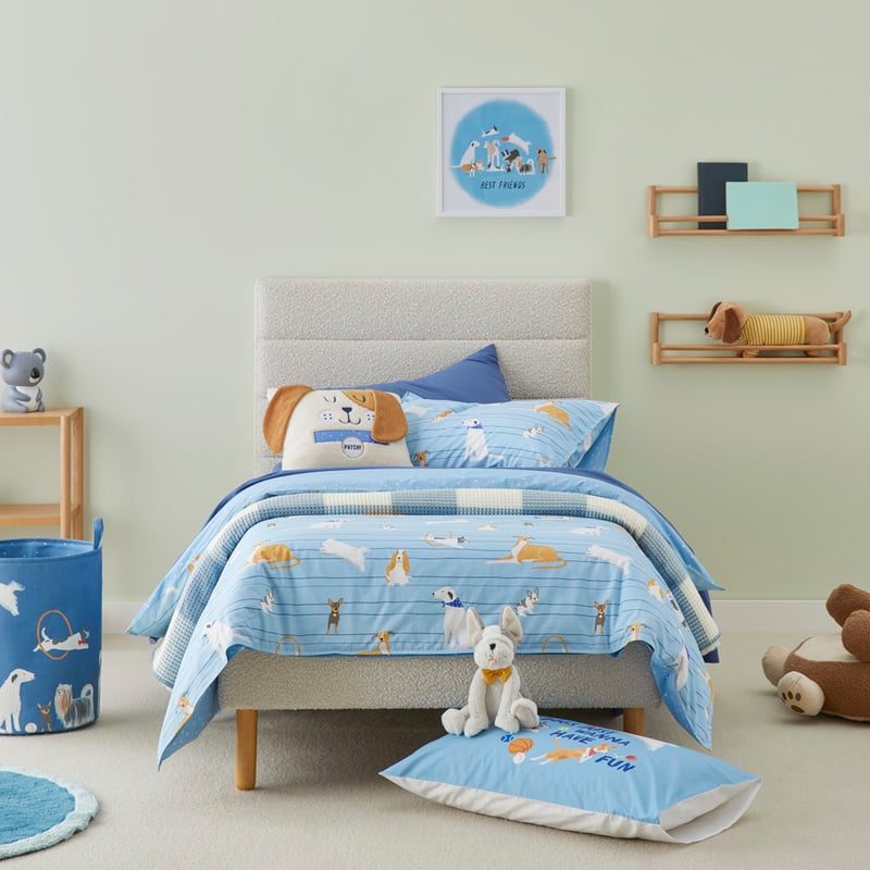 Puppy Love Blue Quilt Cover Set